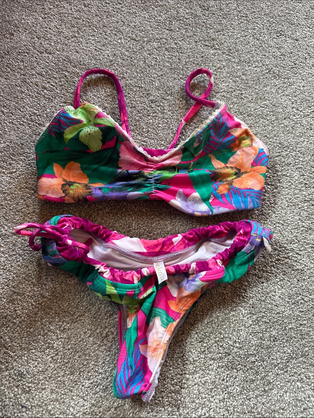 dkoko Surf Floral Women's Bikini Set in Pink & Green S/M